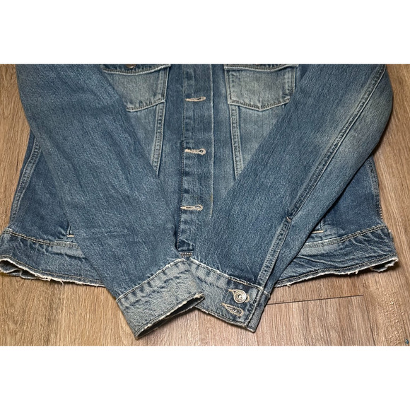 Paige “Ciao Baby!” Embellished Denim Jacket Women’s M Blue Pearl Rhinestone Jean - Picture 9 of 13